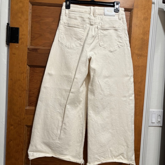 WOMENS PAIGE WIDE LEG HIGH RISE IVORY DENIM - Picture 3 of 12